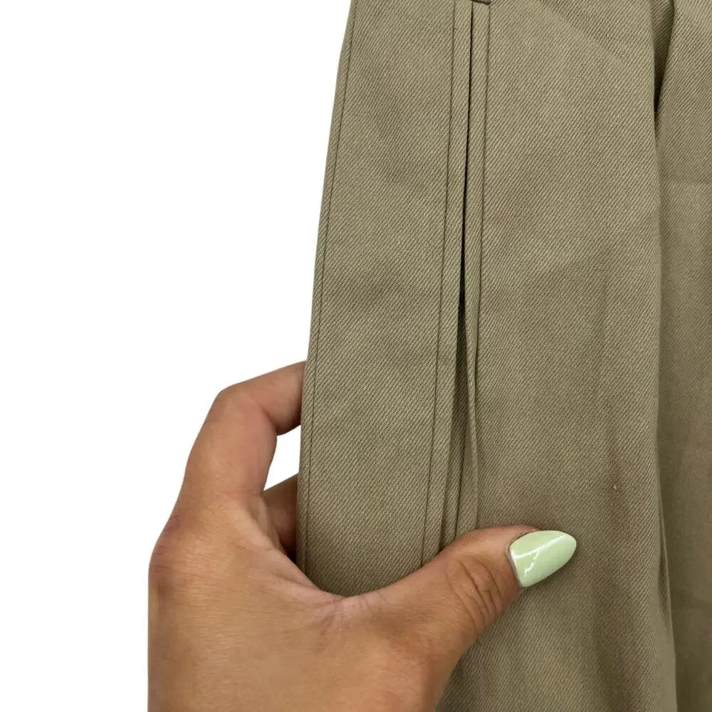 LAFAYETTE 148 NEW YORK Chino Dress Pants Green Clay Pleated Pockets Sz 14 NEW - Picture 4 of 16